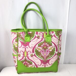Buckhead Betties Pink Green Large Beach Shopping Grocery Tote Bag 15” x 14"